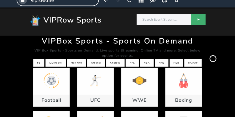 VIPRow Sports - Live Streaming Website for Sports Events