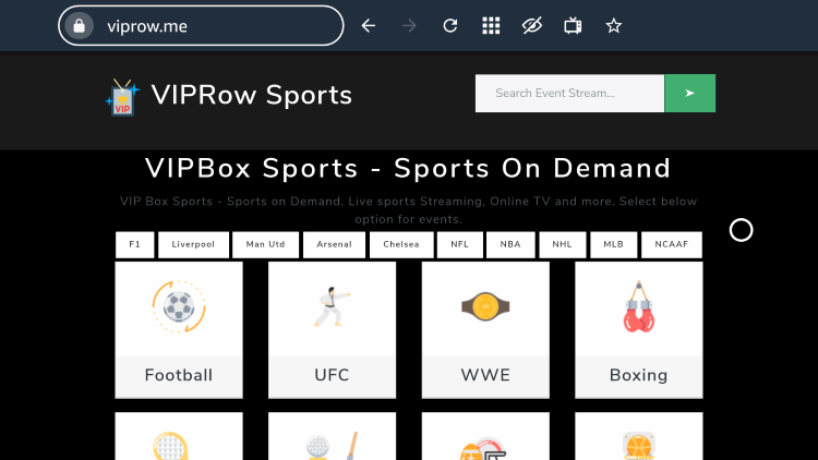 VIPRow Sports - Live Streaming Website for Sports Events - Unthinkable