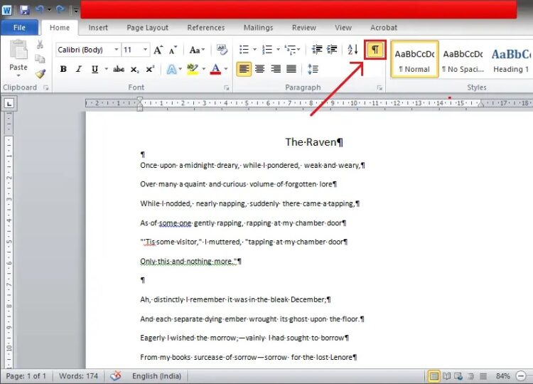 how to remove dots between words in microsoft word