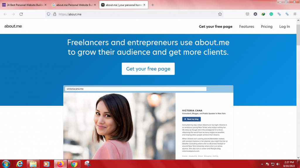 about.me Personal Website Builder