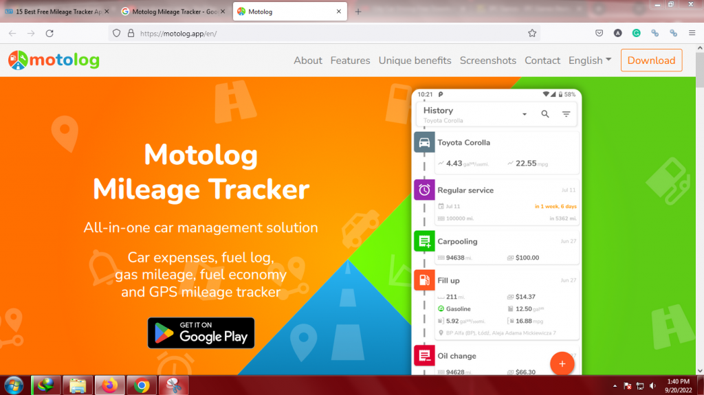 Motolog Mileage Tracker